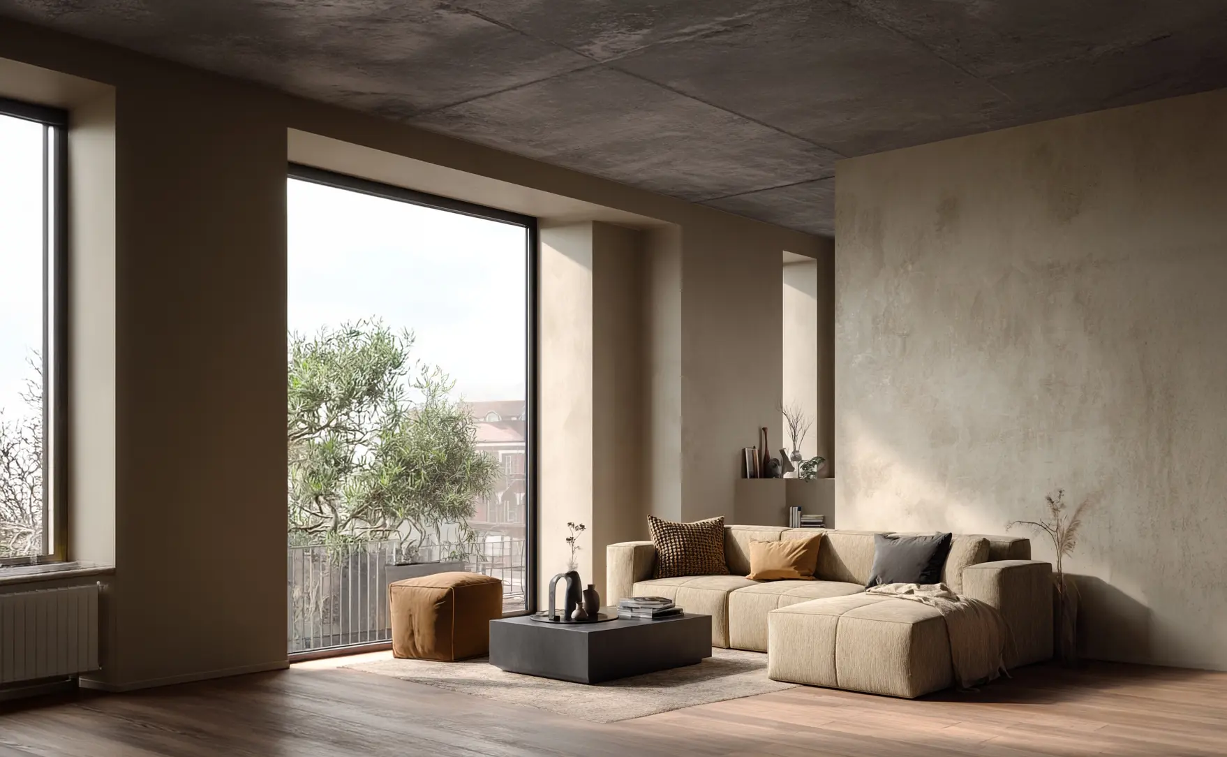 Pre-owned designer sofa in a styled living room: premium resale seating reviewed by Redar.